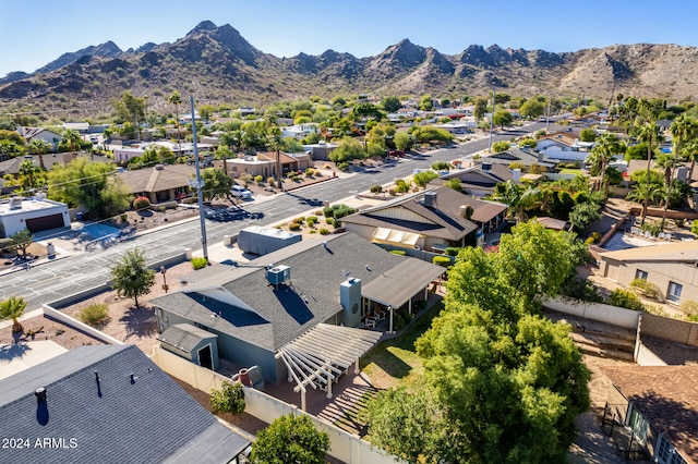 drone / aerial view featuring a mountain view