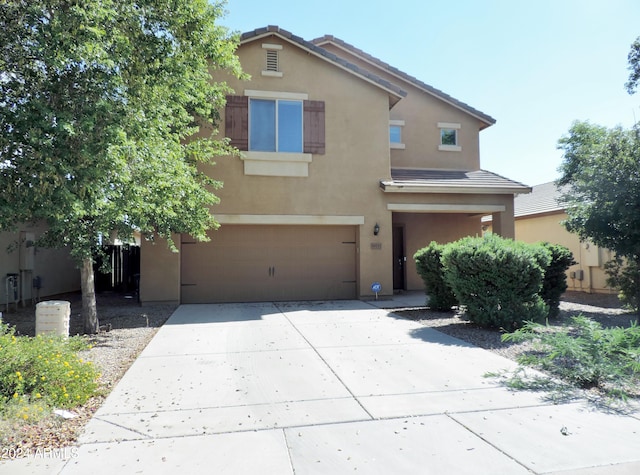 view of front of house with a garage