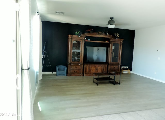 30111 N Oak Dr, Florence, AZ 85132 - living area with baseboards, visible vents, wood finished floors, and a ceiling fan