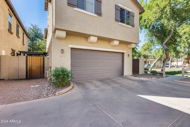 exterior space featuring a garage