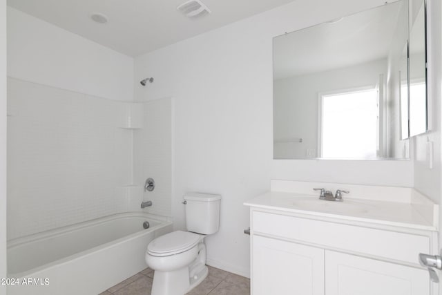 4702 S 109th Ave, Tolleson, AZ 85353 - full bath with tile patterned floors, visible vents, toilet, vanity, and shower / tub combination