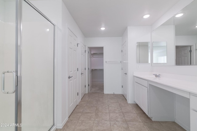 4702 S 109th Ave, Tolleson, AZ 85353 - full bathroom with a walk in closet, vanity, a stall shower, and recessed lighting