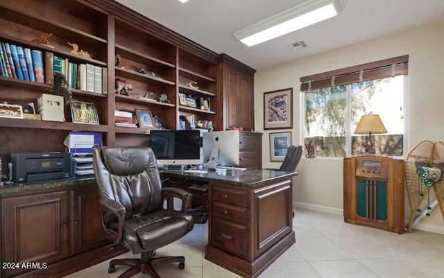 home office featuring light tile patterned floors