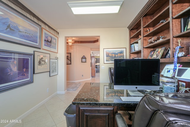 office area featuring light tile patterned floors