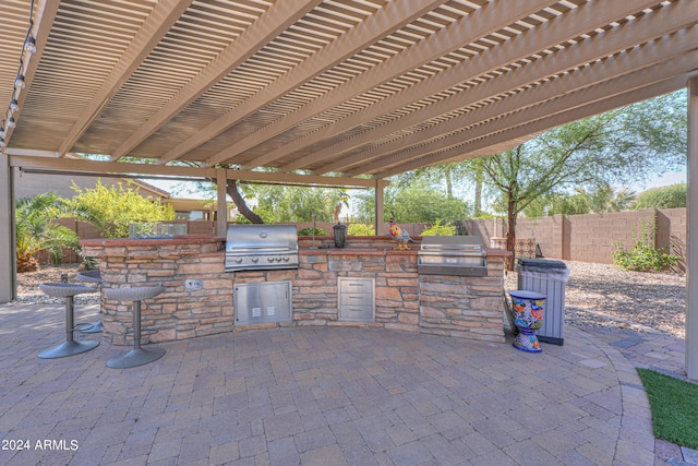 view of patio / terrace with a grill and an outdoor kitchen