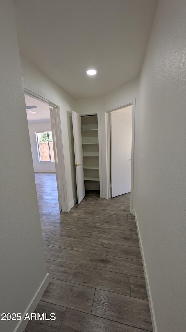 1044 N Arvada N, Mesa, AZ 85205 - corridor with dark wood-type flooring and recessed lighting
