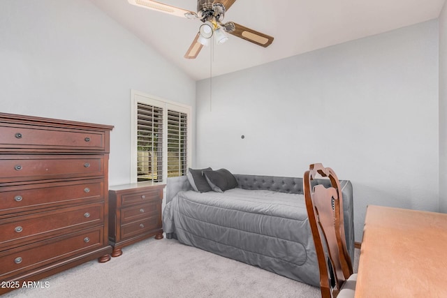 9414 S La Rosa Dr, Tempe, AZ 85284 - bedroom featuring vaulted ceiling, light carpet, and ceiling fan