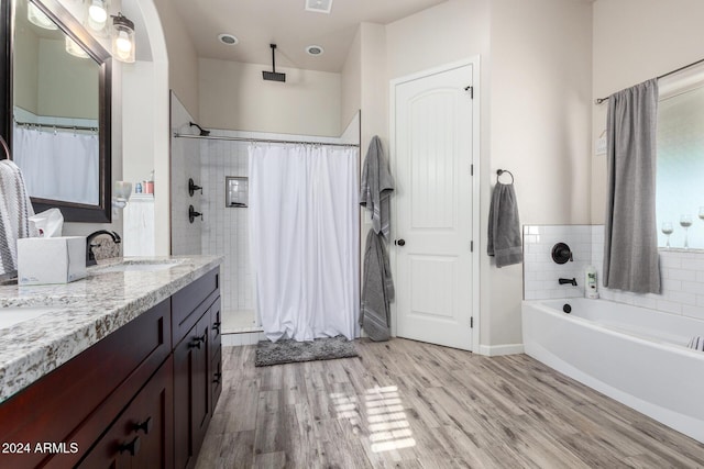 bathroom featuring vanity and wood-type flooring