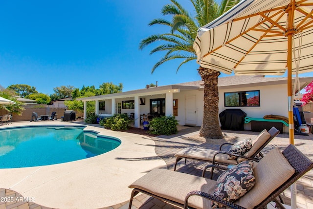 view of pool with fence, a patio area, and a fenced in pool