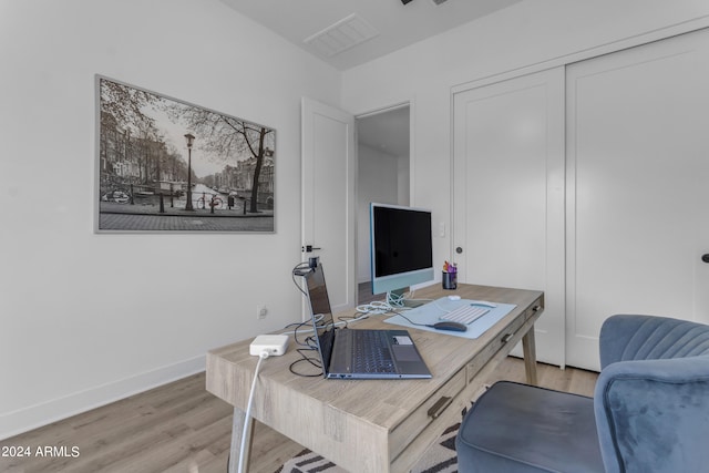 office area featuring hardwood / wood-style floors