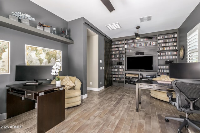 office space featuring wood-type flooring