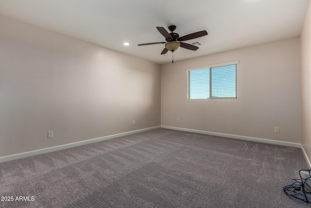 6632 W Saguaro Park Ln, Glendale, AZ 85310 - spare room featuring ceiling fan, carpet floors, baseboards, and recessed lighting