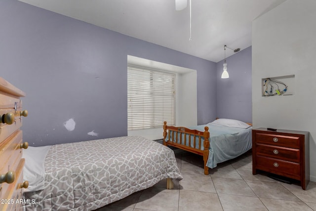 161 S Maple St, Chandler, AZ 85226 - tiled bedroom featuring a ceiling fan and lofted ceiling