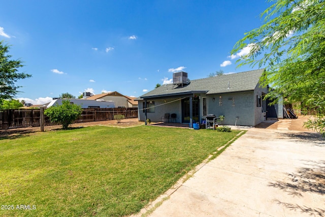161 S Maple St, Chandler, AZ 85226 - rear view of house with a patio, a shingled roof, cooling unit, and driveway