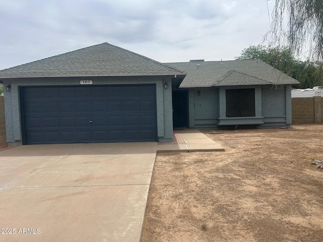 161 S Maple St, Chandler, AZ 85226 - single story home with a garage, concrete driveway, a shingled roof, and stucco siding
