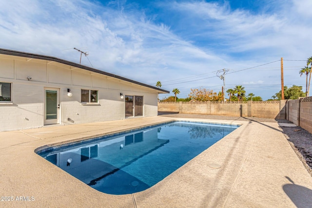 view of pool with a fenced backyard, a patio area, and a fenced in pool