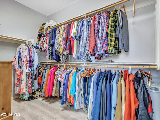 spacious closet featuring hardwood / wood-style flooring