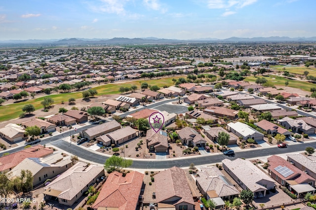 drone / aerial view with a mountain view