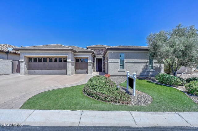 prairie-style home with a garage