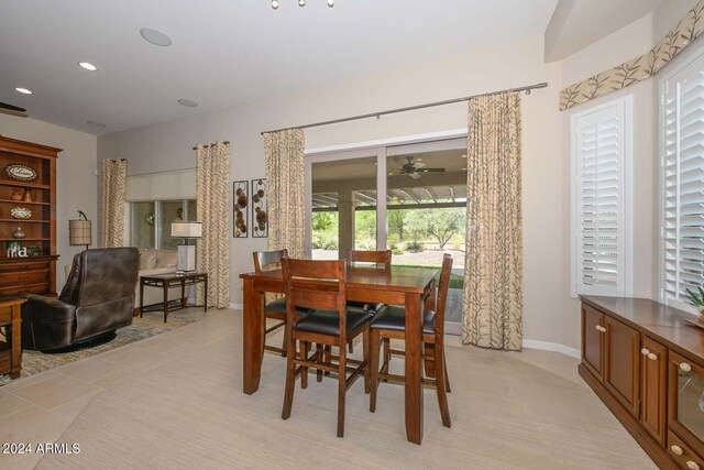 view of carpeted dining space