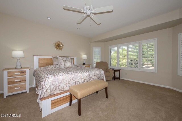 bedroom with carpet floors and ceiling fan