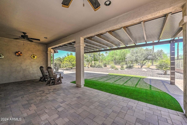 view of patio with ceiling fan