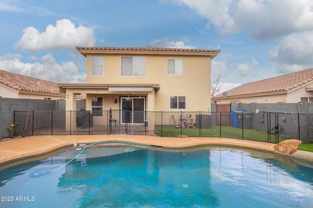 view of pool featuring a fenced in pool, a patio, and a fenced backyard