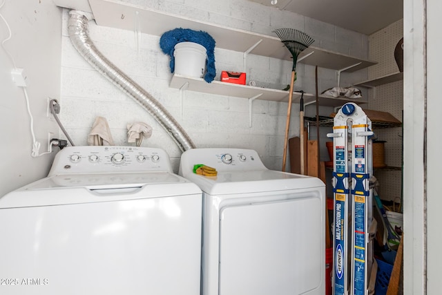 830 S Dobson Rd Unit 86, Mesa, AZ 85202 - laundry room with washer and clothes dryer and concrete block wall