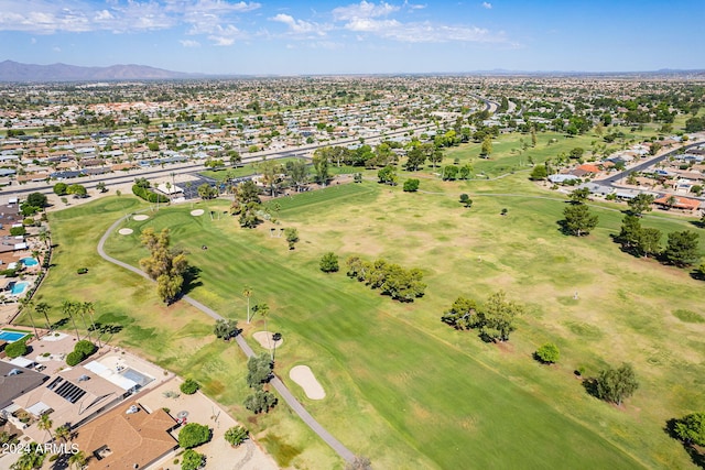 drone / aerial view with a mountain view