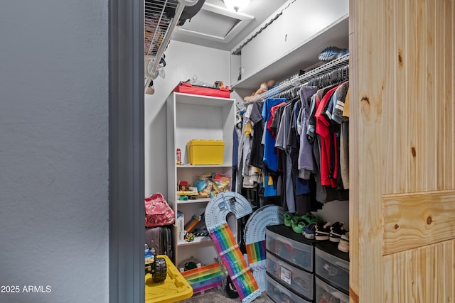 spacious closet with attic access