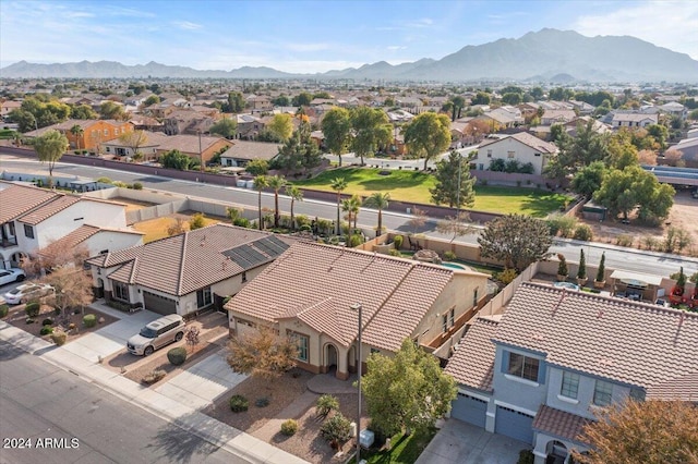 bird's eye view with a mountain view