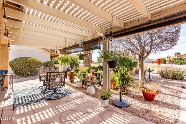 view of patio featuring a pergola