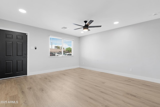 3607 N 79th Ave, Phoenix, AZ 85033 - foyer entrance with a ceiling fan, light wood-style floors, baseboards, and recessed lighting