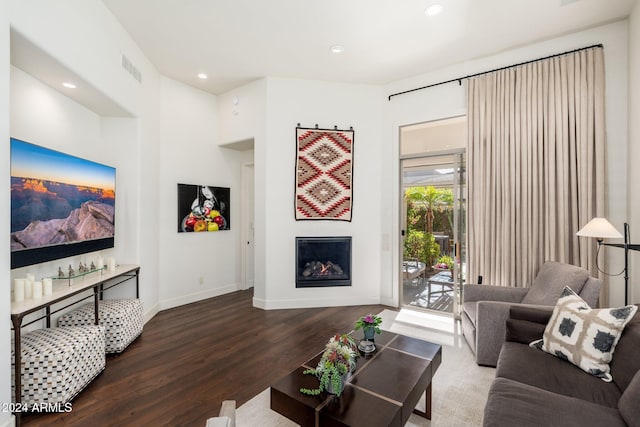 living room with hardwood / wood-style floors