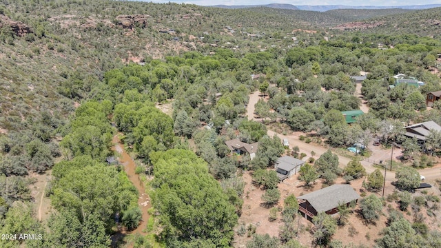 aerial view featuring a forest view