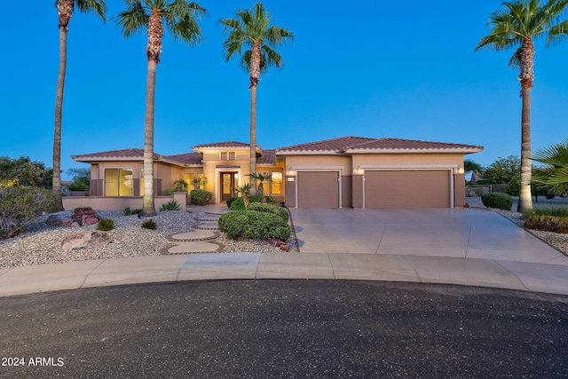 view of front of house with a garage