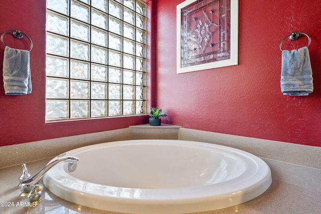 bathroom with a washtub