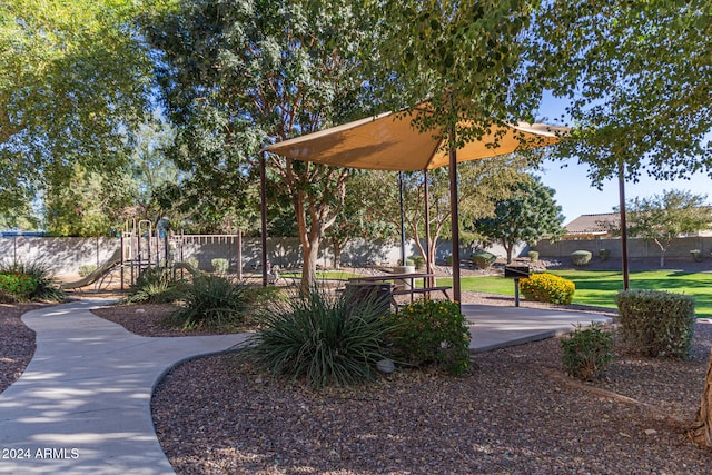 view of community with a playground