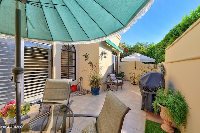 view of patio / terrace featuring a grill