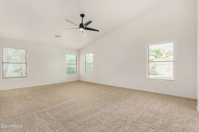 empty room featuring baseboards, ceiling fan, and carpet floors