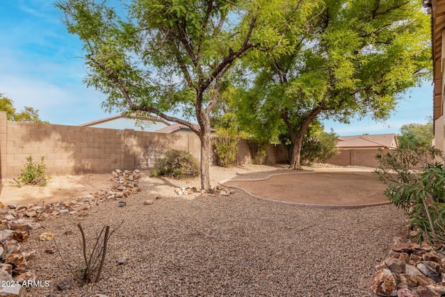 view of yard with a patio and a fenced backyard