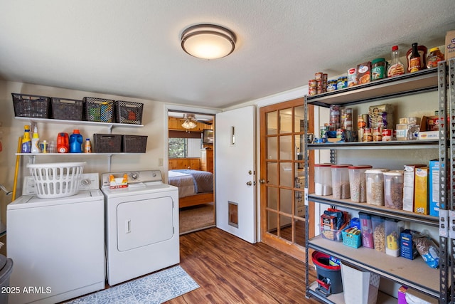 3384 Turkey Run, Overgaard, AZ 85933 - washroom with washer and dryer, wood finished floors, and a textured ceiling