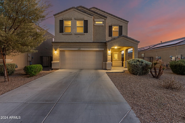 view of property with a garage