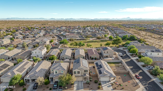 drone / aerial view featuring a mountain view