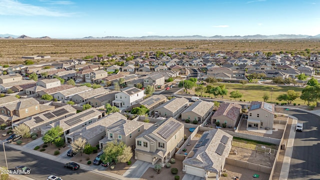 drone / aerial view featuring a mountain view