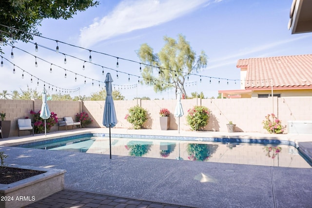 view of swimming pool featuring a patio area