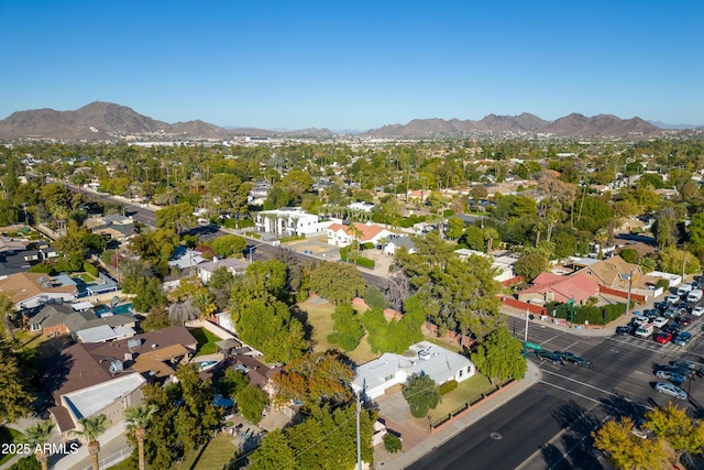 bird's eye view with a mountain view