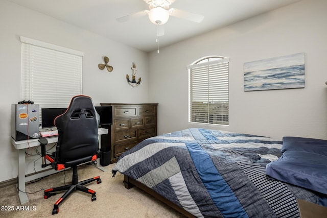 bedroom with carpet and ceiling fan