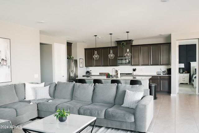 view of tiled living room