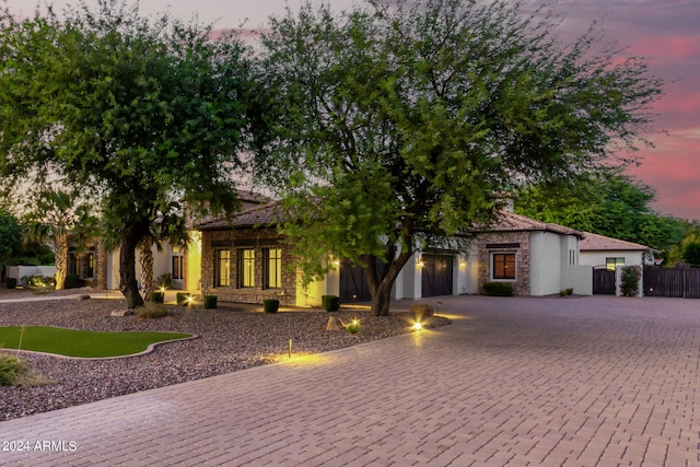 view of front of house with a garage